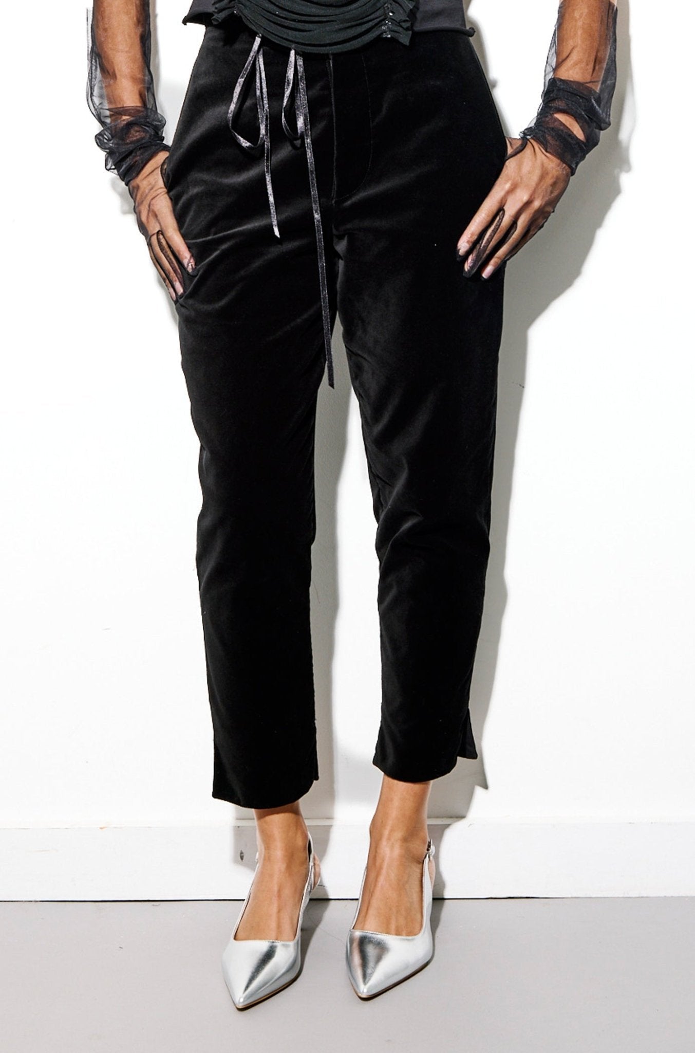 Black velvet trousers - Nicole Quadrio