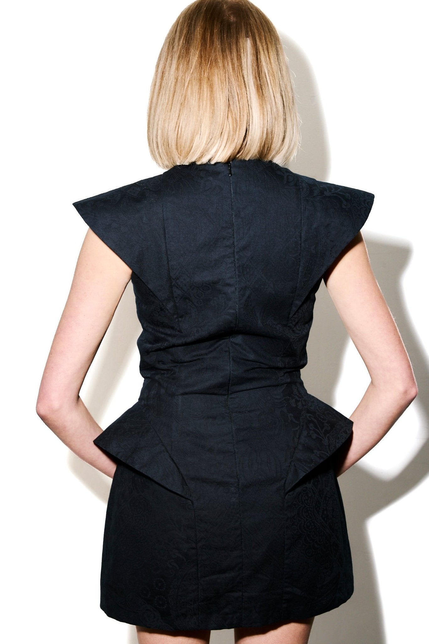 Futuristic black jacquard dress - Nicole Quadrio