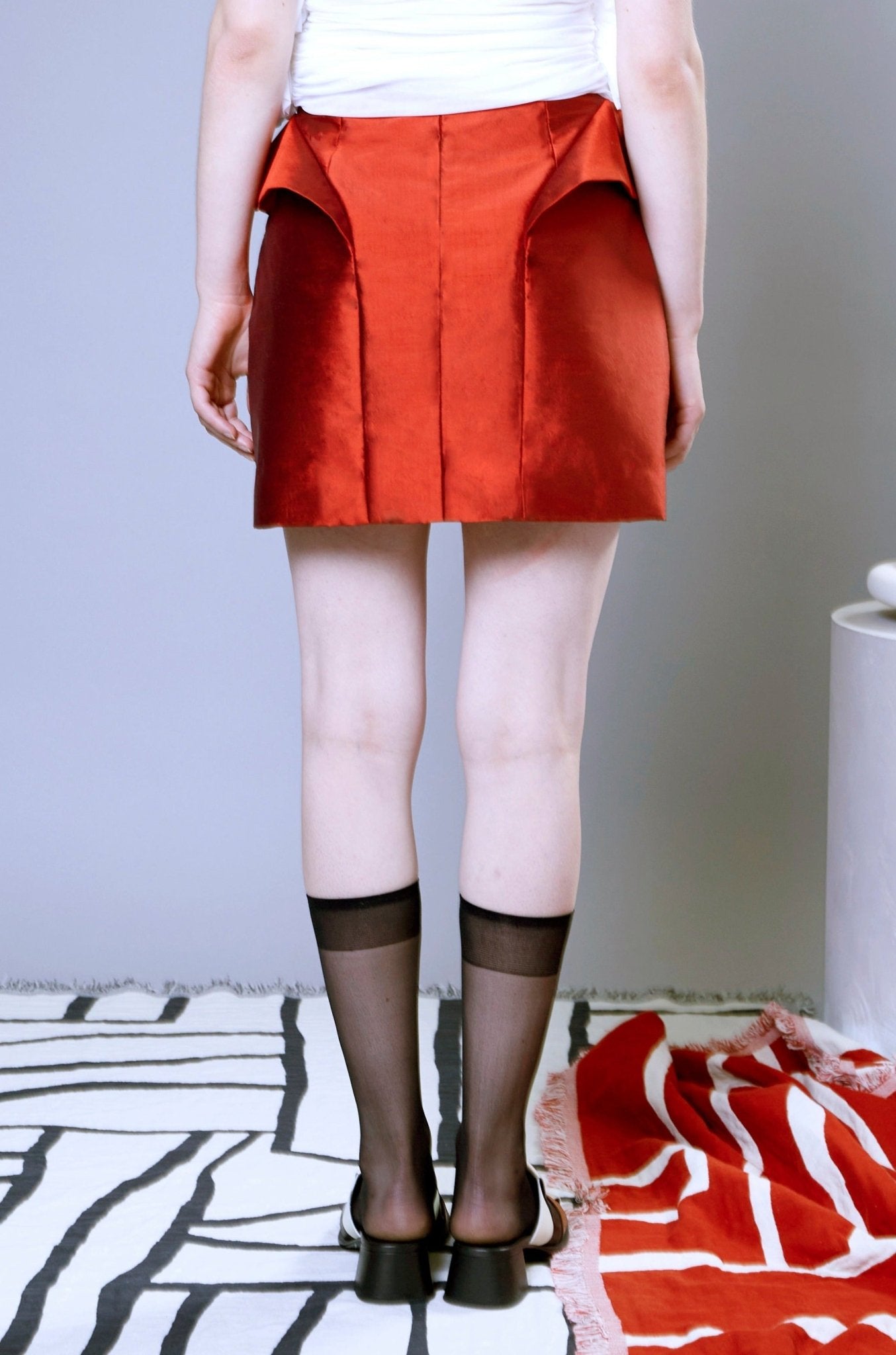 Red silk futuristic skirt - My Store, quality party skirt, y2k outfit, skirt outfit, red silk skirt