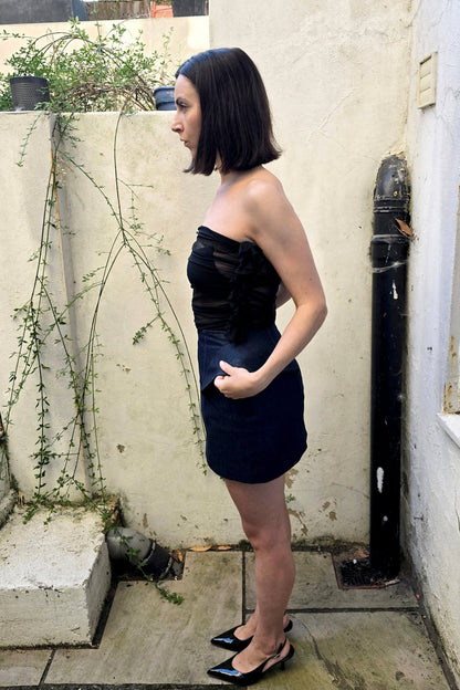 Gathered sheer top/skirt in black - Nicole Quadrio